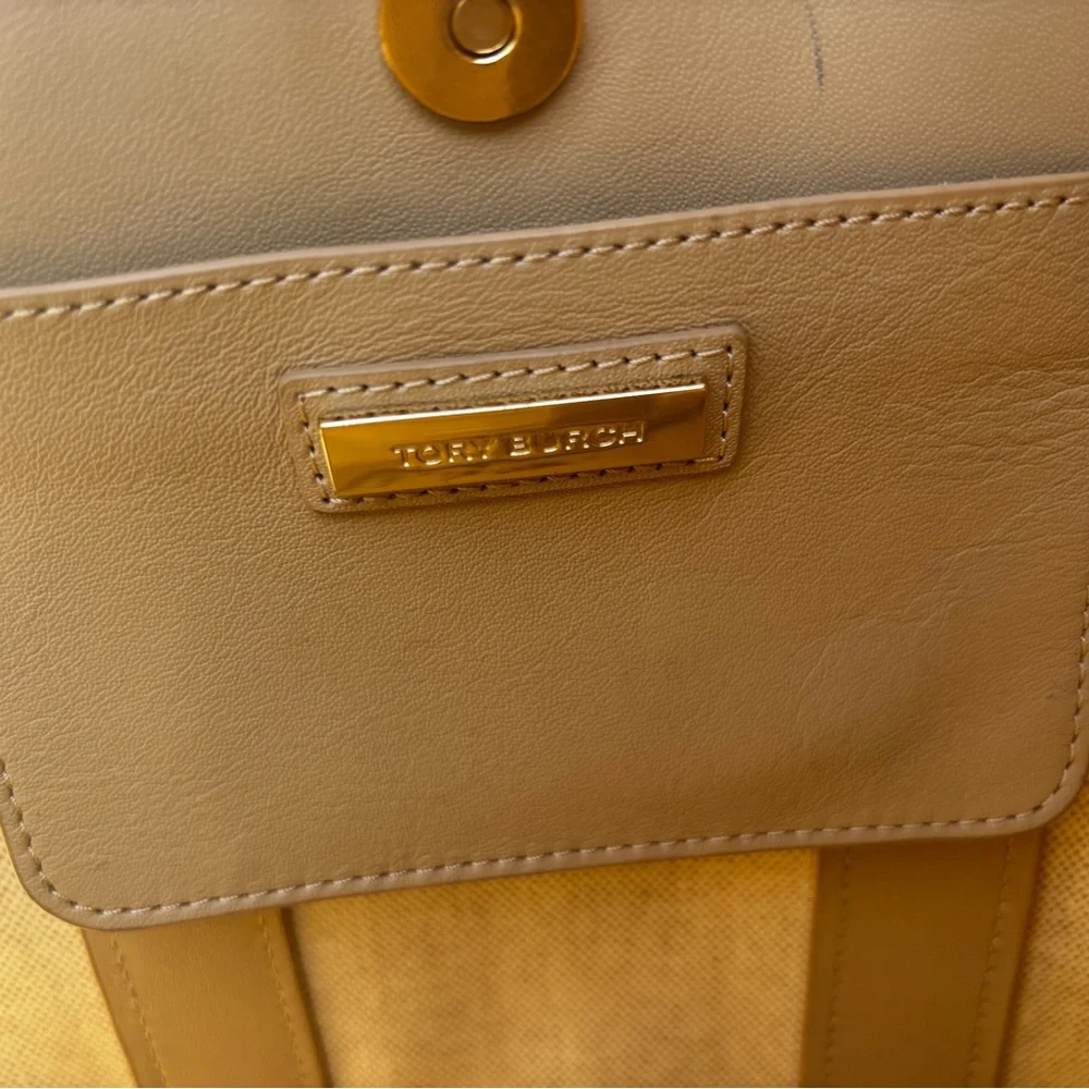 Tory Burch Beige and Tan Canvas Brooke Tote Bag - Picture 8 of 9